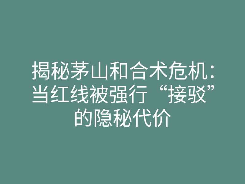 揭秘茅山和合术危机:当红线被强行“接驳”的隐秘代价