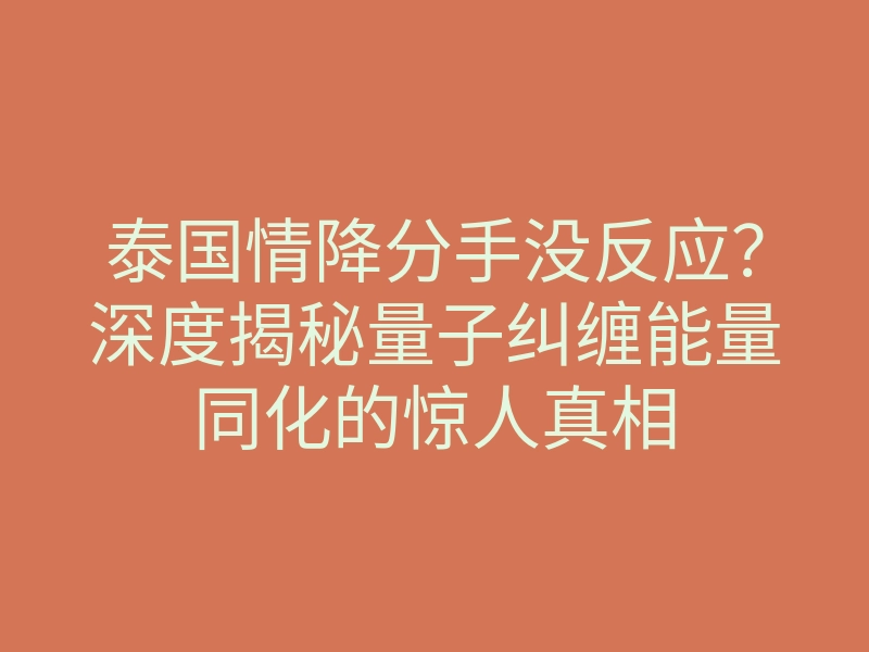 泰国情降分手没反应?深度揭秘量子纠缠能量同化的惊人真相